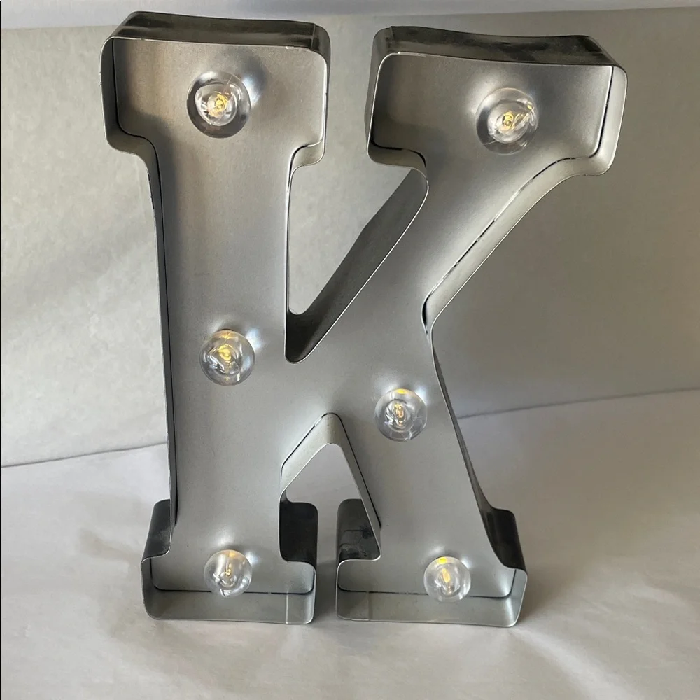 Metallic Letter 'K' with Lights